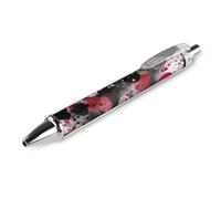 Vqqkasmn Stylos à bille rétractables avec clip de poche - Encre noire à pois noirs - Imprimé cœur - Pour journal intime, prise de notes, bureau, fournitures scolaires, cadeaux pour femme