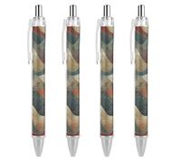Vqqkasmn Stylos à bille rétractables avec clip de poche - Encre noire - Tons de terre et vagues - Pour journal intime, prise de notes, fournitures scolaires - Cadeaux pour femme