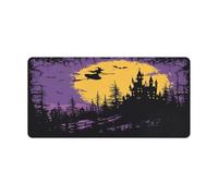 Vqqkasmn Tapis de souris de jeu grand motif sorcière et balai imprimé pour ordinateur, ordinateur portable, bureau, maison