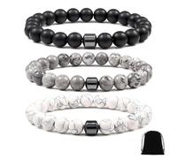 VQUNBG 3 Pièces Bracelet Oeil de Tigre Homme, 8mm Bracelets Pierre Naturelle Homme, Bracelets extensibles en pierre pour hommes