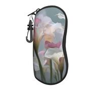 VQUVQV Étui à lunettes en néoprène souple pour lunettes de soleil, Art des fleurs roses et blanches, taille unique