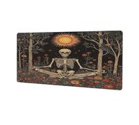 VQUVQV Grand tapis de souris de jeu, squelette méditant dans la forêt, tapis de souris en caoutchouc antidérapant, tapis de souris pour le travail, le bureau, la maison