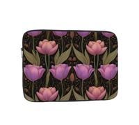 VQUVQV Housse de protection pour ordinateur portable, doublure douce, housse rembourrée à fermeture éclair, sac de transport, sac de transport vintage rose violet tulipes fines et légères pour