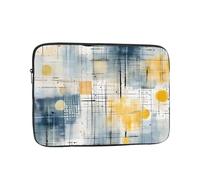 VQUVQV Housse de protection pour ordinateur portable, doublure douce, housse rembourrée à fermeture éclair, sac de transport, quadrillage bleu jaune abstrait, fin et léger, mallette pour ordinateur