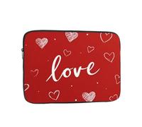 VQUVQV Housse de protection pour ordinateur portable, doublure douce, housse rembourrée à fermeture éclair, sac de transport, motif cœur d'amour manuscrit rouge, sac fin et léger pour ordinateur