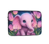 VQUVQV Housse pour ordinateur portable 13" Motif éléphant tulipes Rose étoilé