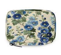 VQUVQV Pilulier hebdomadaire de voyage Motif roses trémières Bleu