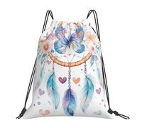 VQUVQV Sac à dos avec cordon de serrage pour enfants et adultes, léger et imperméable, pour la natation, la plage, les voyages, Attrape-rêves fleurs et cœurs