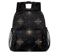 VQUVQV Sac à dos pour enfants, garçons et filles, sac à dos de maternelle, sac à dos d'école, sac de voyage, sac à dos pour enfants de 3 à 8 ans, Boussole d'astrologie noire et
