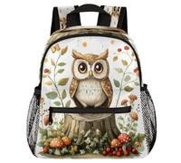 VQUVQV Sac à dos pour enfants, garçons et filles, sac à dos de maternelle, sac à dos d'école, sac de voyage, sac à dos pour enfants de 3 à 8 ans, Chouette debout sur une souche d'arbre