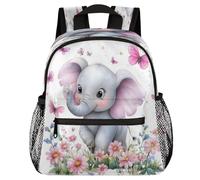 VQUVQV Sac à dos pour enfants, garçons et filles, sac à dos de maternelle, sac à dos d'école, sac de voyage, sac à dos pour enfants de 3 à 8 ans, Éléphant et papillon parmi fleurs