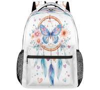 VQUVQV Sac à dos pour femme et homme, sac à dos léger pour ordinateur portable, sac à dos décontracté pour l'université, le travail, les voyages, Attrape-rêves fleurs et cœurs