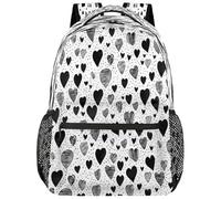 VQUVQV Sac à dos pour femme et homme, sac à dos léger pour ordinateur portable, sac à dos décontracté pour l'université, le travail, les voyages, Motif cœur d'encre