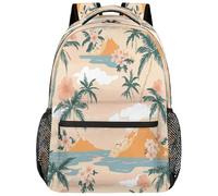 VQUVQV Sac à dos pour femme et homme, sac à dos léger pour ordinateur portable, sac à dos décontracté pour l'université, le travail, les voyages, Hawaii Beach Palmier Fleur