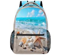 VQUVQV Sac à dos pour femme et homme, sac à dos léger pour ordinateur portable, sac à dos décontracté pour l'université, le travail, les voyages, Ocean Beach Étoile de mer Coquillage