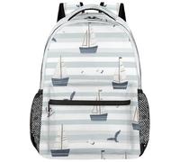 VQUVQV Sac à dos pour femme et homme, sac à dos léger pour ordinateur portable, sac à dos décontracté pour l'université, le travail, les voyages, Petits voiliers et mouettes