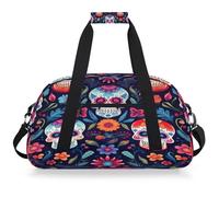 VQUVQV Sac de sport de voyage pour homme et femme, résistant à l'eau, sac de sport, sac de week-end, sac à main de nuit, Crâne en sucre floral