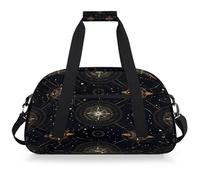 VQUVQV Sac de sport de voyage pour homme et femme, résistant à l'eau, sac de sport, sac de week-end, sac à main de nuit, Boussole d'astrologie noire et