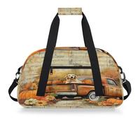 VQUVQV Sac de sport de voyage pour homme et femme, résistant à l'eau, sac de sport, sac de week-end, sac à main de nuit, Journal vintage camion citrouille et chiot