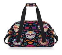 VQUVQV Sac de sport de voyage pour homme et femme, résistant à l'eau, sac de sport, sac de week-end, sac à main de nuit, Crânes colorés en sucre