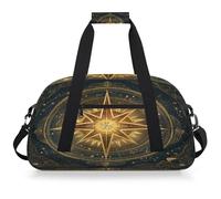 VQUVQV Sac de sport de voyage pour homme et femme, résistant à l'eau, sac de sport, sac de week-end, sac à main de nuit, Boussole d'astrologie dorée