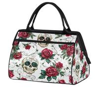 VQUVQV Sac de sport de voyage, sac de sport imperméable, sac de sport pour le week-end, sac de voyage pour homme et femme, Crânes et roses en sucre