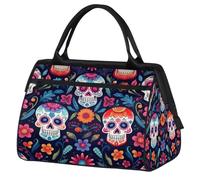 VQUVQV Sac de sport de voyage, sac de sport imperméable, sac de sport pour le w nd, sac de voyage pour homme et femme, Crâne en sucre floral