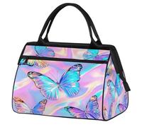 VQUVQV Sac de sport de voyage, sac de sport imperméable, sac de sport pour le week-end, sac de voyage pour homme et femme, Art Neon Butterfly