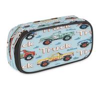 VQUVQV Trousse à crayons de grande capacité avec fermeture éclair, Joli motif monstre camion, Organiseur de sac