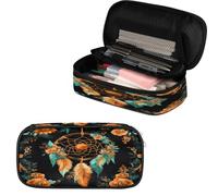 VQUVQV Trousse à crayons de grande capacité pour l'école, le bureau, les filles, les garçons, les adultes, les adolescents, Attrape-rêves Boho Floral Orange, Organiseur de sac