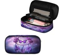 VQUVQV Trousse à crayons de grande capacité pour l'école, le bureau, les filles, les garçons, les adultes, les adolescents, Attrape-rêves Papillon Roses Violet, Organiseur de sac