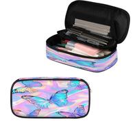 VQUVQV Trousse à crayons de grande capacité pour l'école, le bureau, les filles, les garçons, les adultes, les adolescents, Art Neon Butterfly, Organiseur de sac