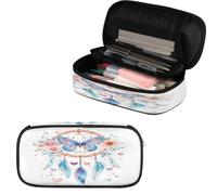 VQUVQV Trousse à crayons de grande capacité pour l'école, le bureau, les filles, les garçons, les adultes, les adolescents, Attrape-rêves fleurs et cœurs, Organiseur de sac
