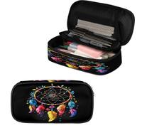 VQUVQV Trousse à crayons de grande capacité pour l'école, le bureau, les filles, les garçons, les adultes, les adolescents, Attrape-rêves plumes colorées, Organiseur de sac