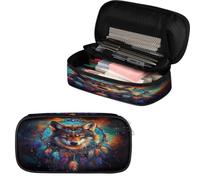 VQUVQV Trousse à crayons de grande capacité pour l'école, le bureau, les filles, les garçons, les adultes, les adolescents, Attrape-rêves plume de loup, Organiseur de sac