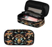 VQUVQV Trousse à crayons de grande capacité pour l'école, le bureau, les filles, les garçons, les adultes, les adolescents, Attrape-rêves Boho Floral, Organiseur de sac