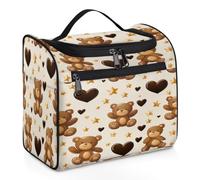 VQUVQV Trousse de toilette à suspendre, grande trousse de toilette de voyage, trousse de maquillage pour homme et femme, Cœurs et étoiles d'ours