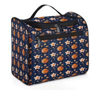 VQUVQV Trousse de toilette à suspendre, grande trousse de toilette de voyage, trousse de maquillage pour homme et femme, Imprimé étoiles de basket-ball bleu marine