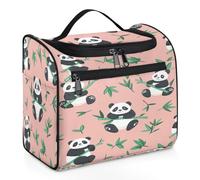 VQUVQV Trousse de toilette à suspendre, grande trousse de toilette de voyage, trousse de maquillage pour homme et femme, Bambou panda dessin animé