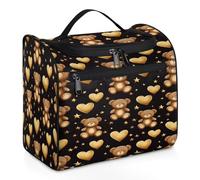 VQUVQV Trousse de toilette à suspendre, grande trousse de toilette de voyage, trousse de maquillage pour homme et femme, Ours étoiles dorées