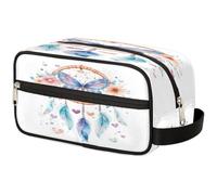 VQUVQV Trousse de toilette de voyage, trousse de toilette de douche, de salle de bain, trousse de maquillage avec poignée pour homme et femme, Attrape-rêves fleurs et cœurs