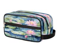 VQUVQV Trousse de toilette de voyage, trousse de toilette de douche, de salle de bain, trousse de maquillage avec poignée pour homme et femme, Bassin bleu lotus rose