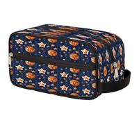 VQUVQV Trousse de toilette de voyage, trousse de toilette de douche, de salle de bain, trousse de maquillage avec poignée pour homme et femme, Imprimé étoiles de basket-ball bleu marine