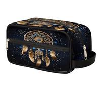 VQUVQV Trousse de toilette de voyage, trousse de toilette de douche, de salle de bain, trousse de maquillage avec poignée pour homme et femme, Attrape-rêves doré