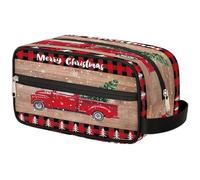 VQUVQV Trousse de toilette de voyage, trousse de toilette de douche, de salle de bain, trousse de maquillage avec poignée pour homme et femme, Camion Red Buffalo