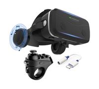 VR Casque Lunettes avec Écouteurs et Manettes, Casque de Réalité Virtuelle Glasses VR Lunettes pour Films 3D Jeux Vidéo Compatible avec Smartphones iPhone Android de 4,7 à 7,2 Pouces pour Adolescents