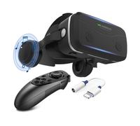 VR Casque Lunettes avec Écouteurs et Manettes, Casque de Réalité Virtuelle Glasses VR Lunettes pour Films 3D Jeux Vidéo Compatible avec Smartphones iPhone Android de 4,7 à 7,2 Pouces pour Adolescents
