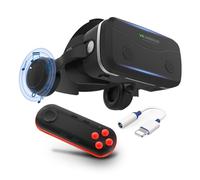 VR Casque Lunettes avec Écouteurs et Manettes, Casque de Réalité Virtuelle Glasses VR Lunettes pour Films 3D Jeux Vidéo Compatible avec Smartphones iPhone Android de 4,7 à 7,2 Pouces pour Adolescents