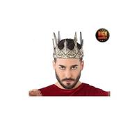 Couronne Médiévale Latex Argent pour Roi ou Reine - ATOSA - Femme - 15cm de hauteur totale - Intérieur