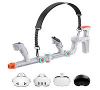 VR Gunstock Compatible avec Meta Quest 2/3/3S/Pro, bretelles réglables pour manette de jeu FPS Fixation magnétique rapide, coussinet de joues immersif VR Stock Rifle Gameplay (Blanc)